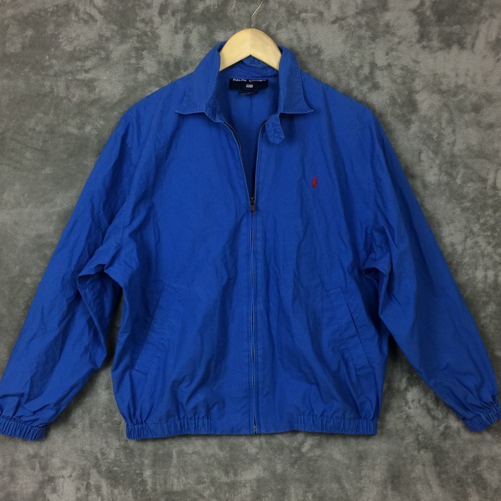 VTG Polo Sport Ralph Lauren Jacket Mens Medium Faded Blue Bomber Harrington 90s